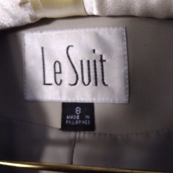 Neutral Cream Midi Skirt & Blazer Business To Evening Suit Vintage Suit Sz 8 - Picture 10 of 12